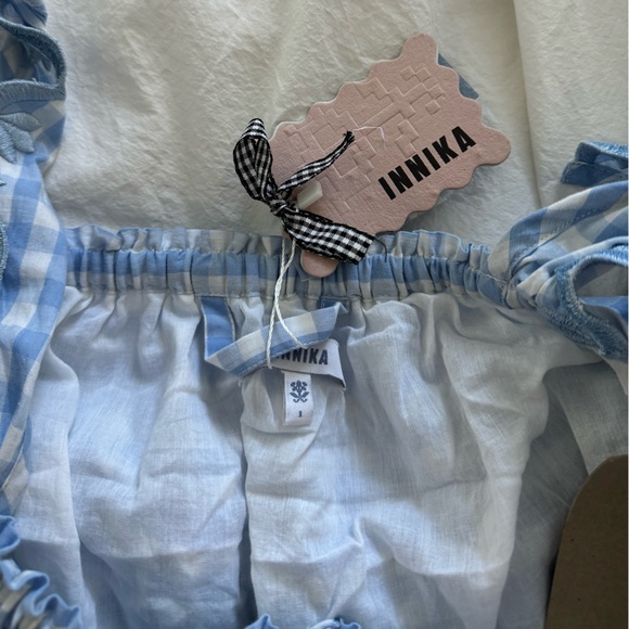 Innika Choo Iva Biig dress scallop frill dress in dusk gingham sz 1 - Picture 11 of 16